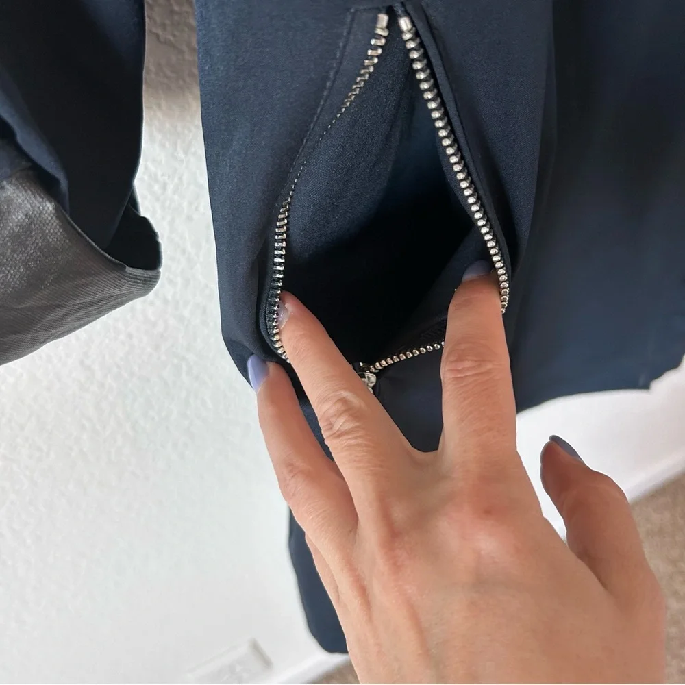 BCBGeneration Midnight Navy Blue Double Breasted Lightweight Spring Trench Coat - Picture 7 of 16